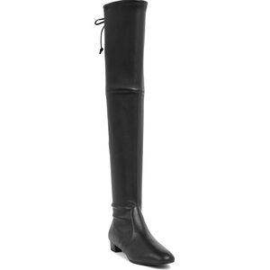 NWT Stuart Weitzman Calf Leather Genna Over-the-Knee Boot Black 5.5M